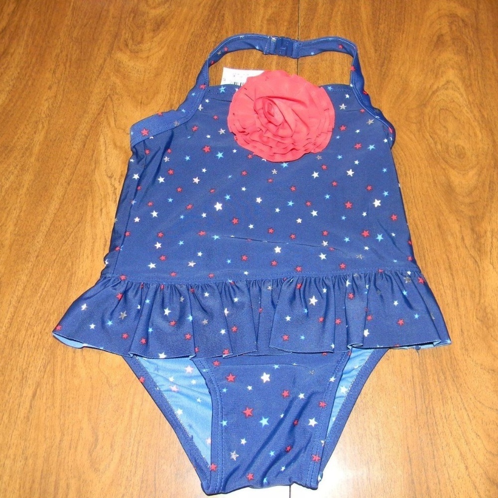 Old Navy 2T Red White and Navy Blue Swimsuit